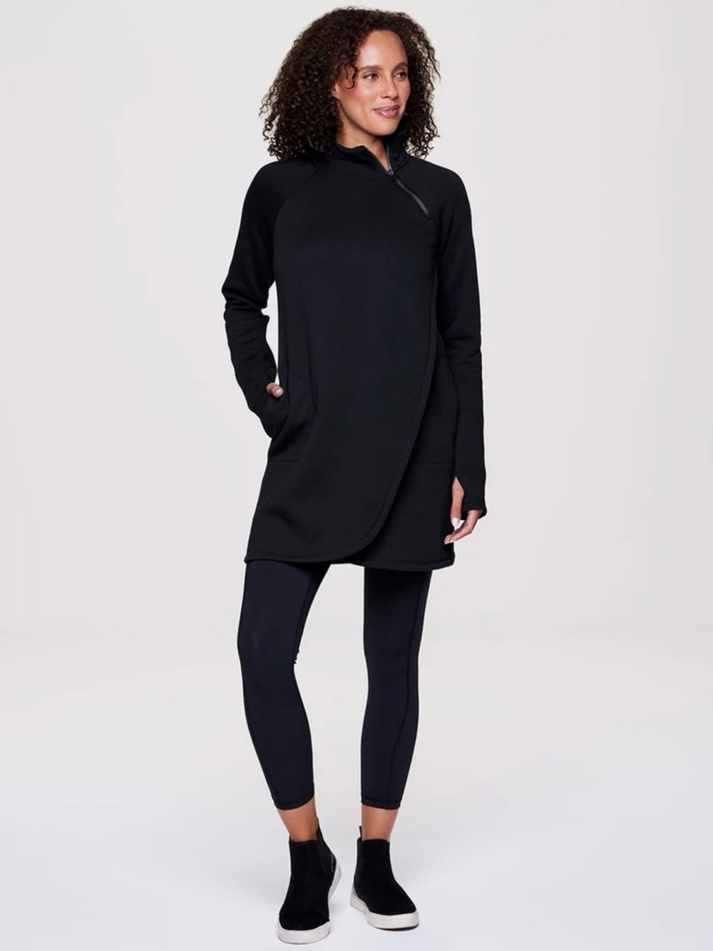 Halston Heritage Black Midi Tunic Dress